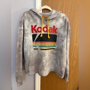 Retro Kodak Tie-Dye Gray Cropped Hoodie